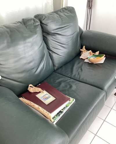 2-Seater Green Leather Sofa, View more