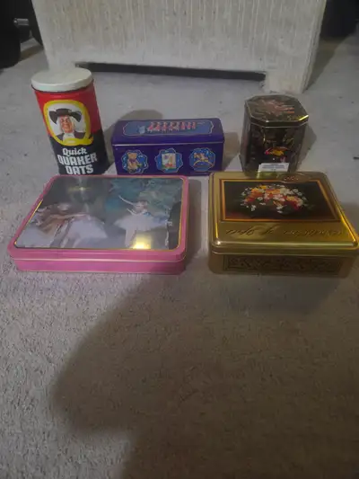 Vintage 5pc Collectible Tin Lot - Baret Ware, Cadbury, Whitman's, View more