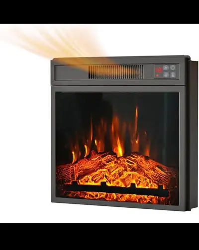 18'' Electric Fireplace Insert, Recessed Fireplace Heater with L, View more