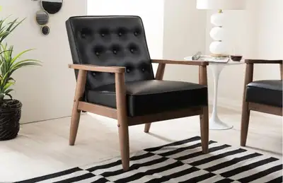 Fauteuil en bois et cuiir, View more