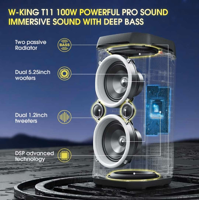-KING 100W Bluetooth Speaker Waterproof Portable Loud deep bass in Speakers in Oshawa / Durham Region - Image 2