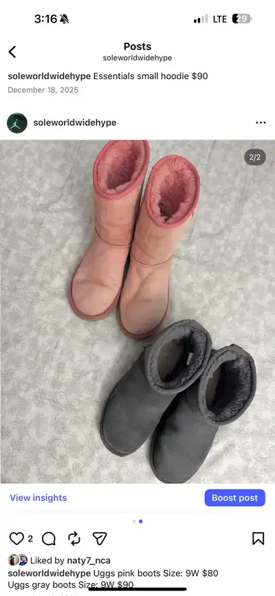 Uggs pink boots Size: 9W $80, View more