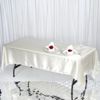 Wedding Ivory Satin Rectangular Tablecloth White Yellow