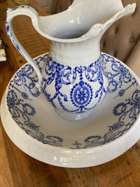 Antique basin bowl and pitcher 