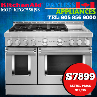 Kitchenaid Gas Range KFGC558JSS 48" Slide In Self Clean & Convec, View more