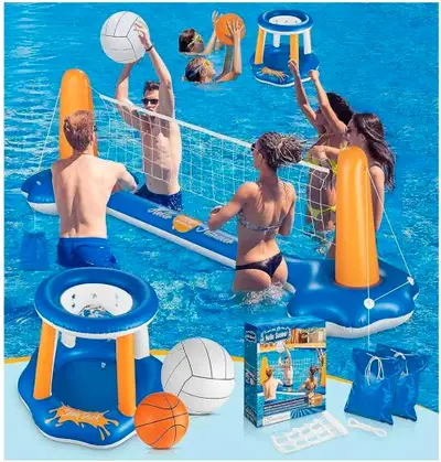 Get ready for some fun in the sun with this Hello Summer inflatable pool game set! It's brand new in...