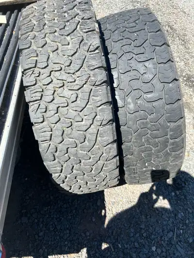 I have two B. F good ridge tires lt 275/65R 20 40$ 20$ each good ford spare stood off ford superduty...