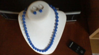 BLUE CALCEDONY NECKLACE/ EARRINGS