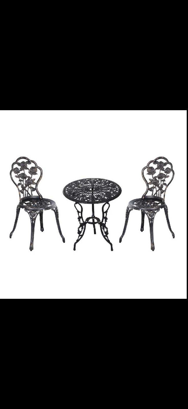 3PCs Patio Bistro Set, Outdoor Cast Aluminum Garden Table in Patio & Garden Furniture in Markham / York Region - Image 2