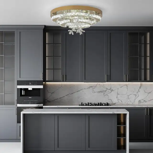 Modern Flush Mount Chandelier - 50CM Crystal Ceiling Light with in Indoor Lighting & Fans in Mississauga / Peel Region - Image 10