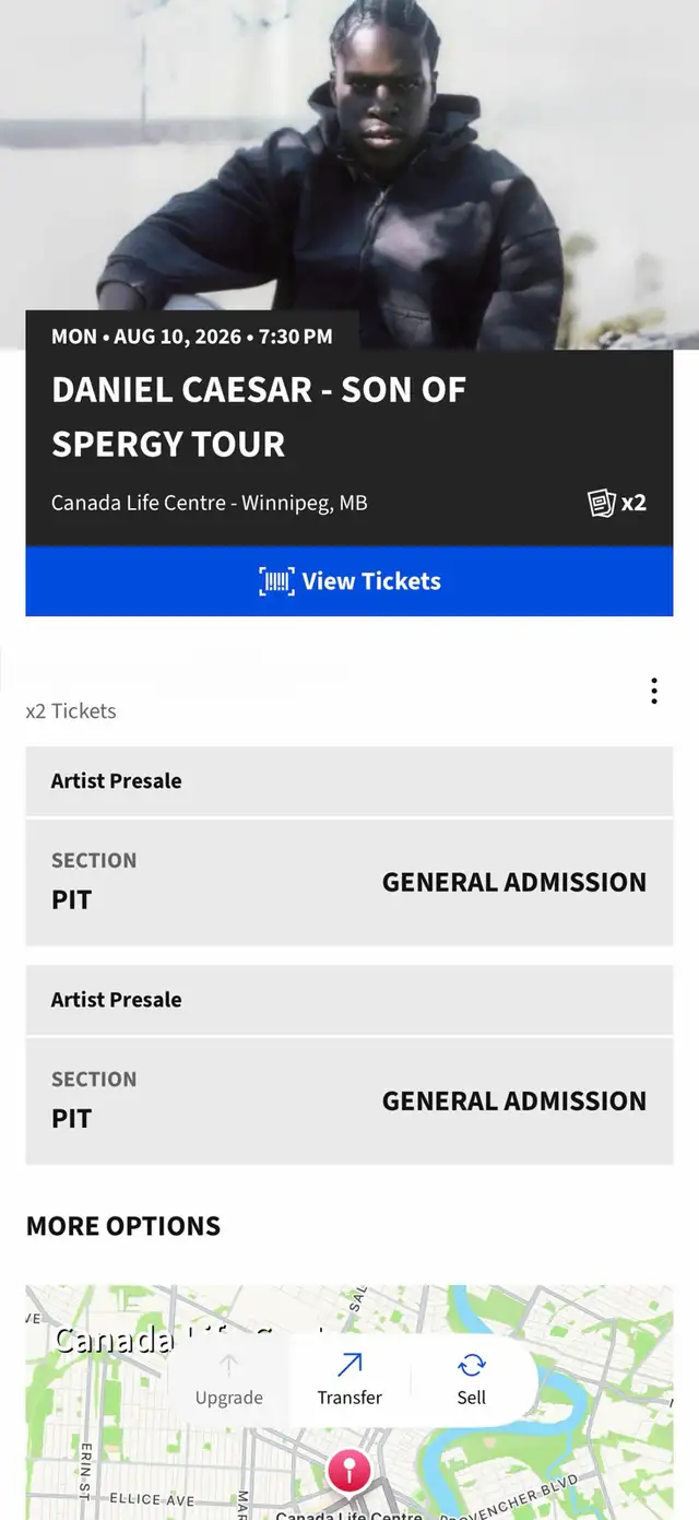 2x Daniel Caesar PIT Tickets