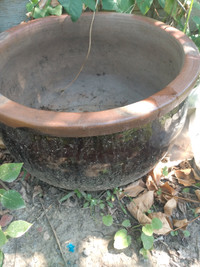 Brown glazed ceramic planters pots