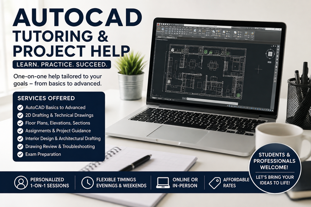 AutoCAD Tutor | Assignments, Projects & 1-on-1 Lessons