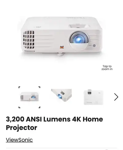 ViewSonic 4K projector with 3,200 ANSI lumens, and 100 inch high-quality ground view screen perfect...