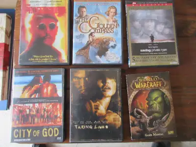 Assorted DVD movies (please see picture for details). Like new. Asking $3 each. Please contact Irene...