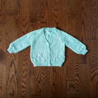Handmade Baby Girl's Mint Green Cardigan - Size 0-3M (BRAND NEW)