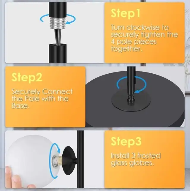 3 Globe Vintage Floor Lamp - 3 Color Options Moderm Floor Lamps  in Indoor Lighting & Fans in Markham / York Region - Image 6