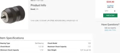 Drill chucks – Keyless Fits a Hammer drill, View more