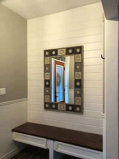 Multicolor hand crafted Pier 1 Mirror, The finish has been redone in neutral tones. 32 x 48 inch I r...