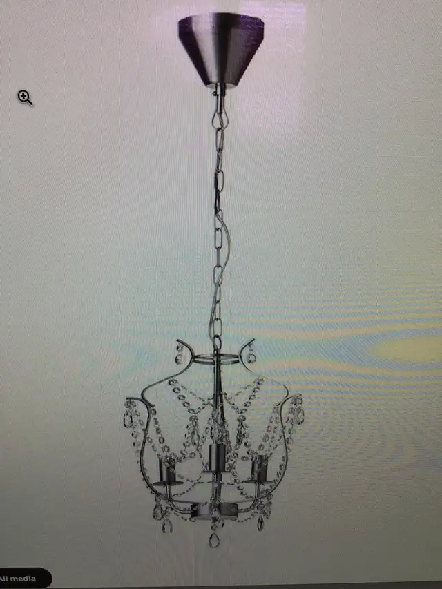IKEA Chandelier 3 armed silver coloured/glass in Indoor Lighting & Fans in Ottawa - Image 3