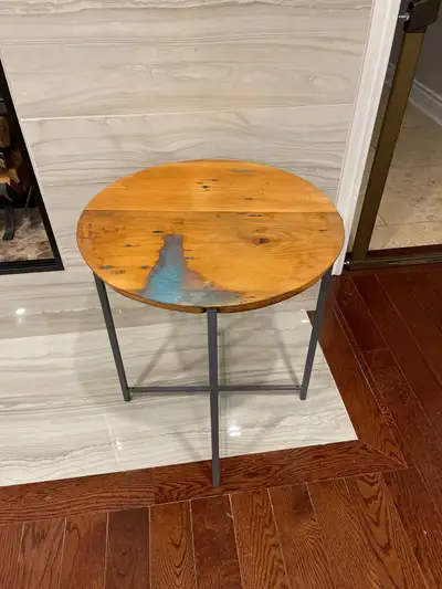 Barn wood and Resin table with Metal legs, View more