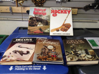HARD COVERED BOOKS ANTIQUES TRAINS HOCKEY DUCK DECOYS