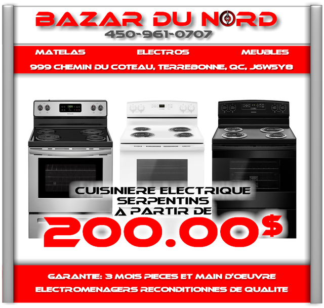 Cuisiniere Serpentins a partir de/Coil-Top Range Starting at in Stoves, Ovens & Ranges in Laval / North Shore - Image 2