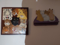 "Nine Lives" Picture & "Four Cats" Shelf Decor Combo!