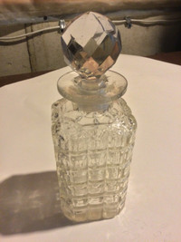 Waffle Pattern Pressed Glass Decanter 