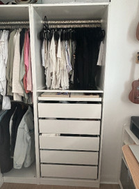 Moving Sale - PAX Wardrobe 5 drawer + Tray + glass shelf + rail