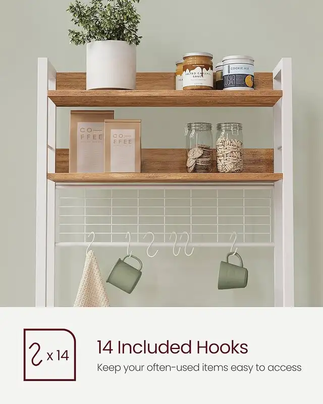 Hutch Bakers Rack with Power Outlet, 14 Hooks Microwave Stand, A in Hutches & Display Cabinets in Markham / York Region - Image 10