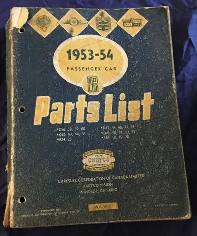 AM303 1953-54 Chrysler Dodge Plymouth DeSoto Cars Parts List Manual WM-4319