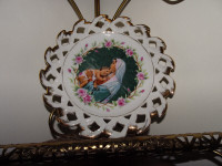 Antique Baby Jesus Mary Madonna Wall Plaque Plate