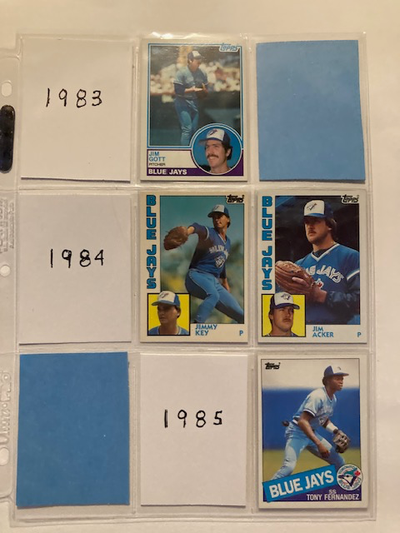 1986, 1984 & 1985 Toronto Blue Jays Rookie Cards 1983 - Jim Gott; 1984 -Jimmy Key, Jim Acker; 1985 -...
