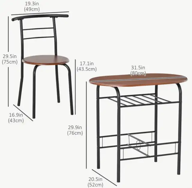 [New in Box] Dining Table Set of 3, Kitchen Table and Chairs in Dining Tables & Sets in Calgary - Image 3
