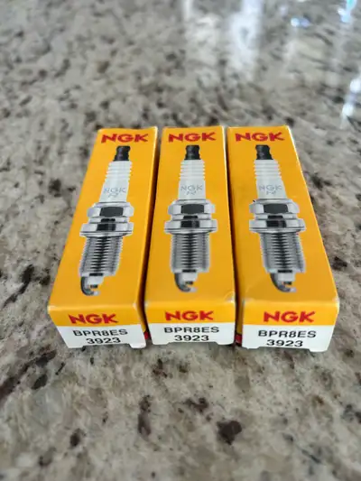 Three new NKG BPR8ES spark plugs, made for all two stroke Ski-Doo snowmobile equipped with 600 EFI e...
