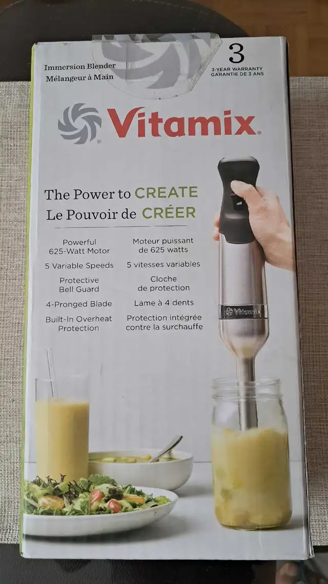 Vitamix 5-Speed Immersion Blender Stainless Steel 625 Watts in Processors, Blenders & Juicers in City of Toronto - Image 2