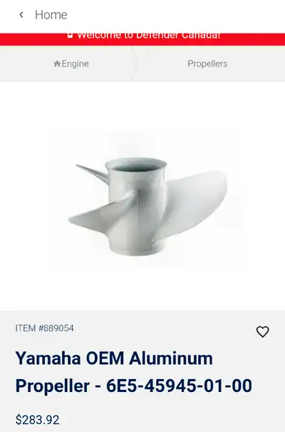 Yamaha OEM Aluminum Propeller - 6E5-45945-01-00 MSRP $283.00 Applications: T50 HP: 1996 & Newer T60...
