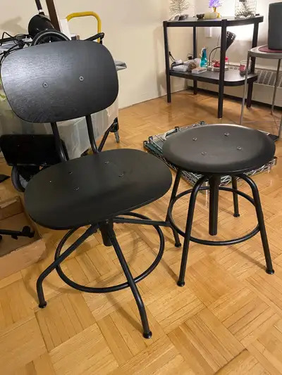 IKEA kullaberg black swivel chair and stool, View more