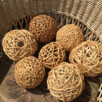 Collection of 7 Straw, Rattan and Wicker Balls for Decor