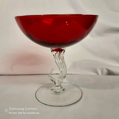 Murano. Hand blown and formed art glass. Substantial size for centre piece of floating mint leaves a...