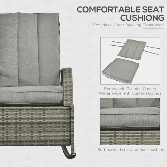 Outdoor Wicker Rocking Chair, Patio PE Rattan Recliner Chair in Chairs & Recliners in Markham / York Region - Image 7