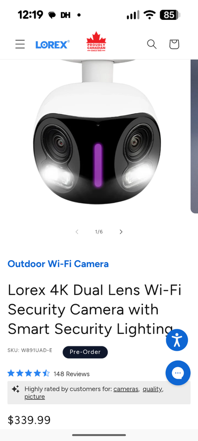 ★ Black Friday Sale ★ One of the best Wifi cameras on the market! Lorex H20-4K Wireless Dual Lens Ad...