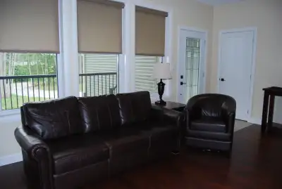 2 - pc Genuine "Rawhide" Leather Couch & Swivel Tub Chair, View more