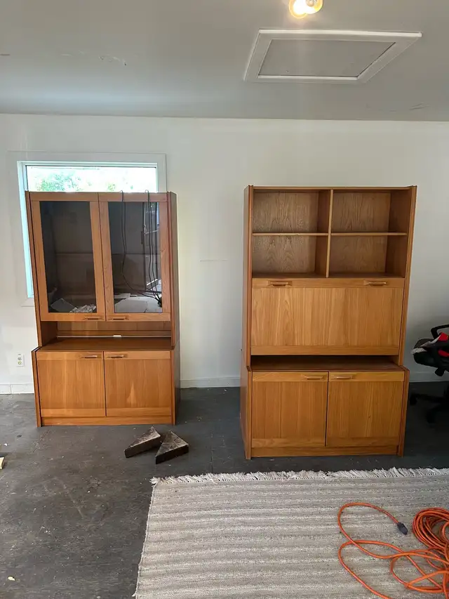 Vintage 1980s Nordesign Teak Wall Units / Cabinets – Set of 2 in Hutches & Display Cabinets in Calgary - Image 3