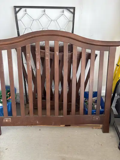 Brown wood baby crib with mattress, View more