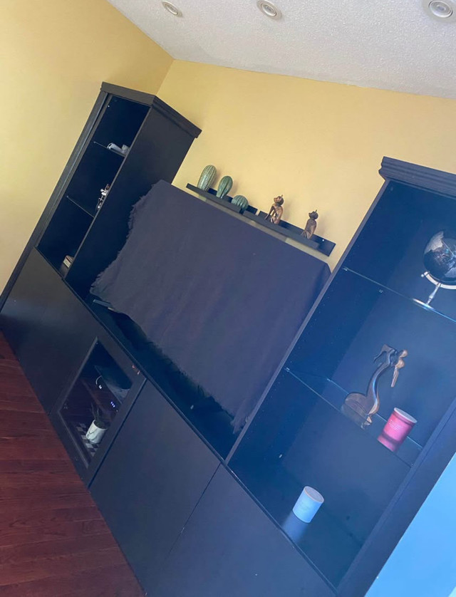 Black Entertainment Wall Unit with Shelves & Storage in Bookcases & Shelving Units in Mississauga / Peel Region - Image 2