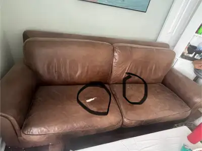 Hi Free high Quality Soft brown leather couch from Art Shoppe Toronto. Approximately 15 years old. P...