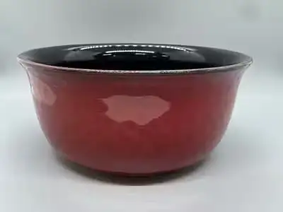 Vintage  Red Glazed Stoneware Serving Bowl, View more