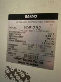 Sanyo Medicool Ultra-Low Temperature Freezer w/  Inserts MDF-792